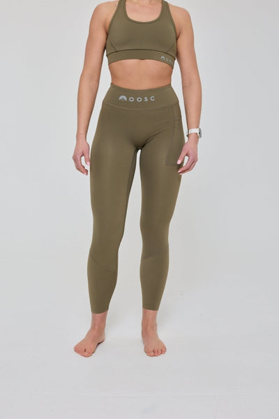 Infinite High Waisted Leggings - Khaki - OOSC Clothing - USA
