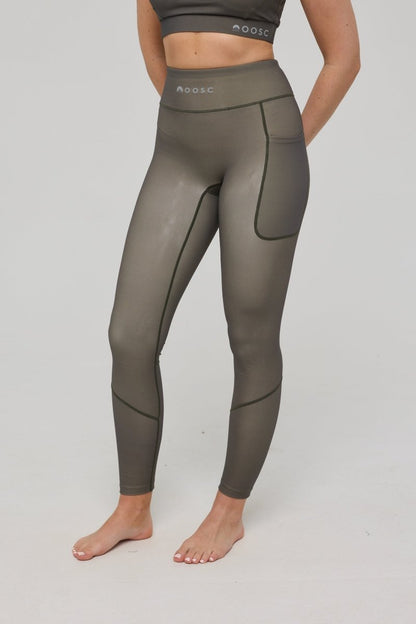 Infinite High Waisted Leggings - Khaki - OOSC Clothing - USA