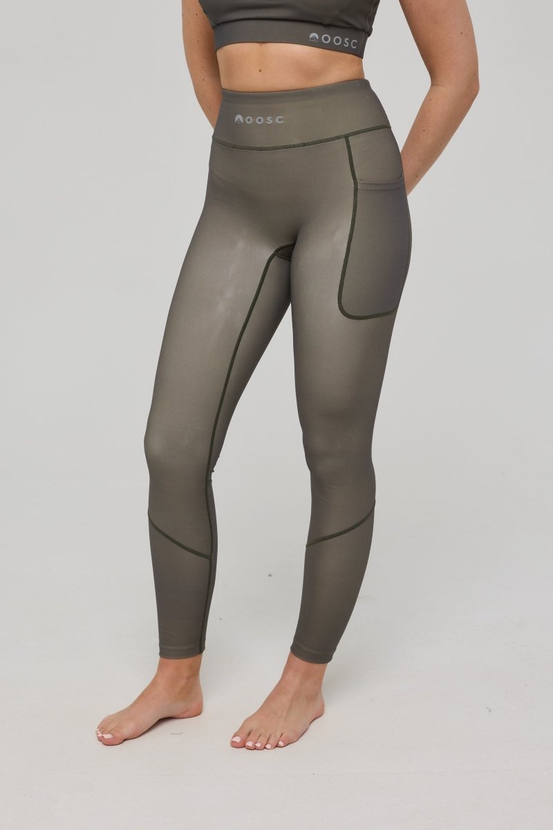 Infinite High Waisted Leggings - Khaki - OOSC Clothing - USA