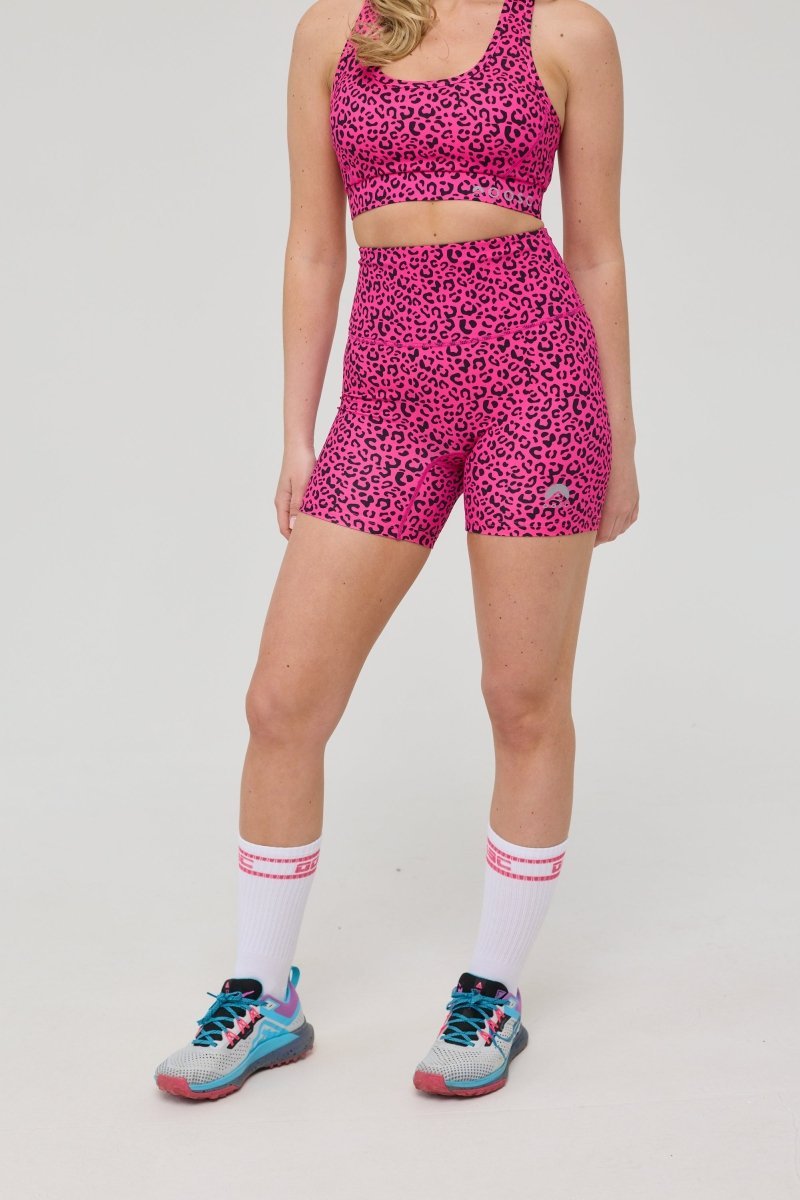 Infinite High Waisted Shorts - Pink Leopard - OOSC Clothing - USA