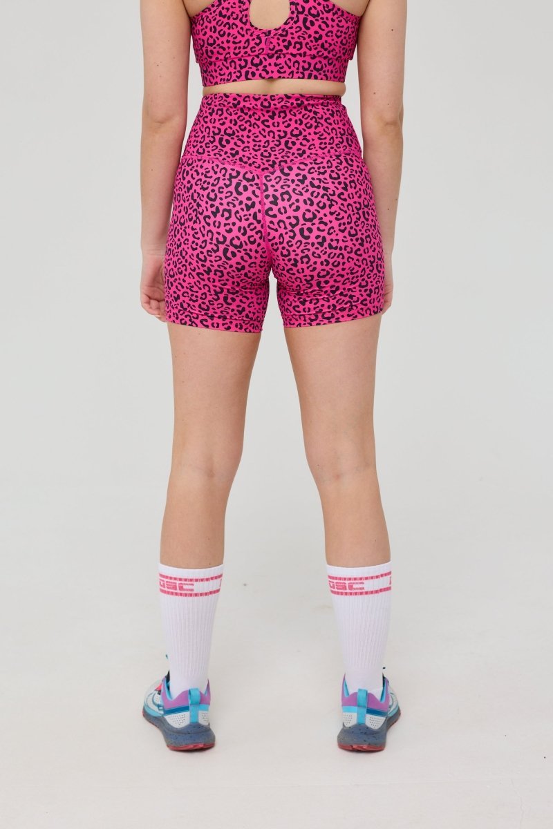 Infinite High Waisted Shorts - Pink Leopard - OOSC Clothing - USA