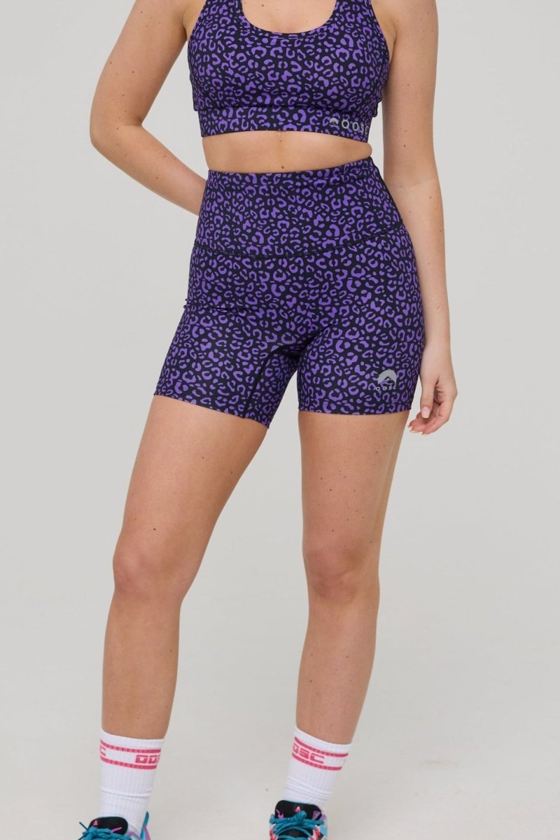 Infinite High Waisted Shorts - Purple Leopard - OOSC Clothing - USA