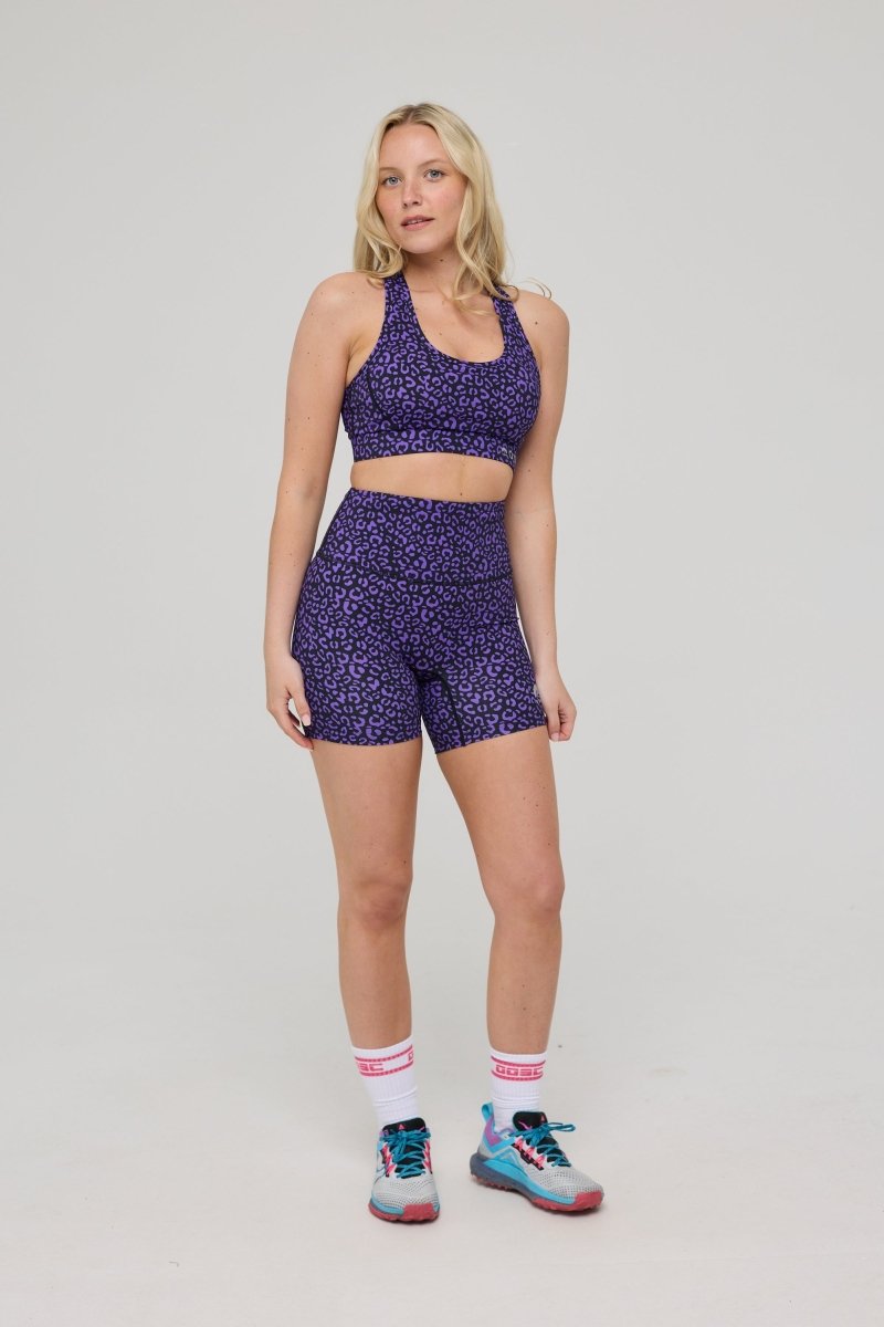 Infinite High Waisted Shorts - Purple Leopard - OOSC Clothing - USA