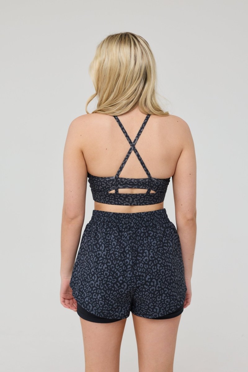 Medium Support Infinite Sports Bra - Black Leopard - OOSC Clothing - USA