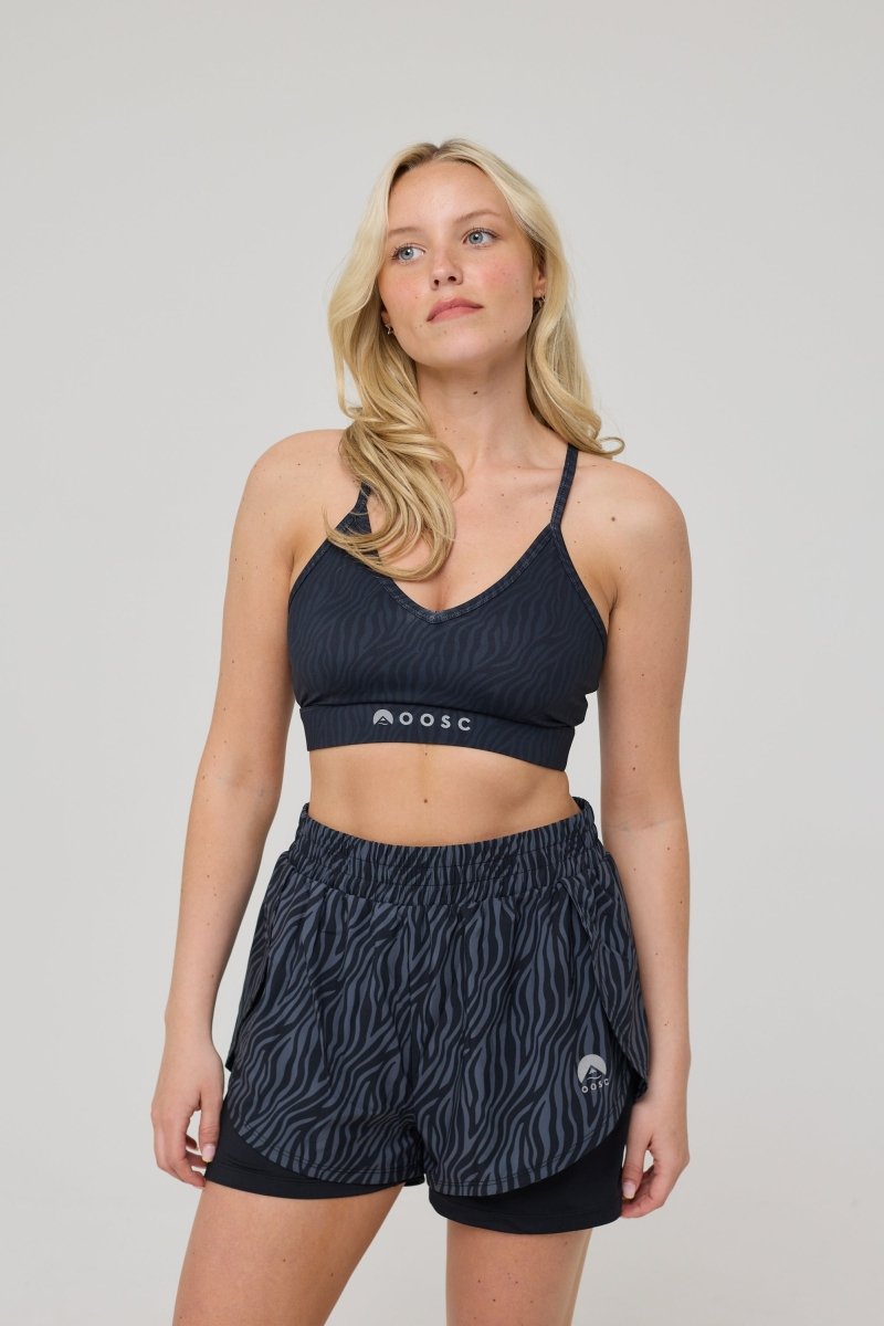 Medium Support Infinite Sports Bra - Black Tiger - OOSC Clothing - USA