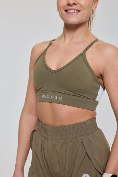 Medium Support Infinite Sports Bra - Khaki - OOSC Clothing - USA
