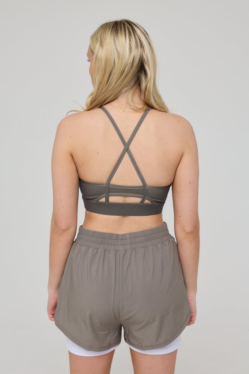 Medium Support Infinite Sports Bra - Khaki - OOSC Clothing - USA