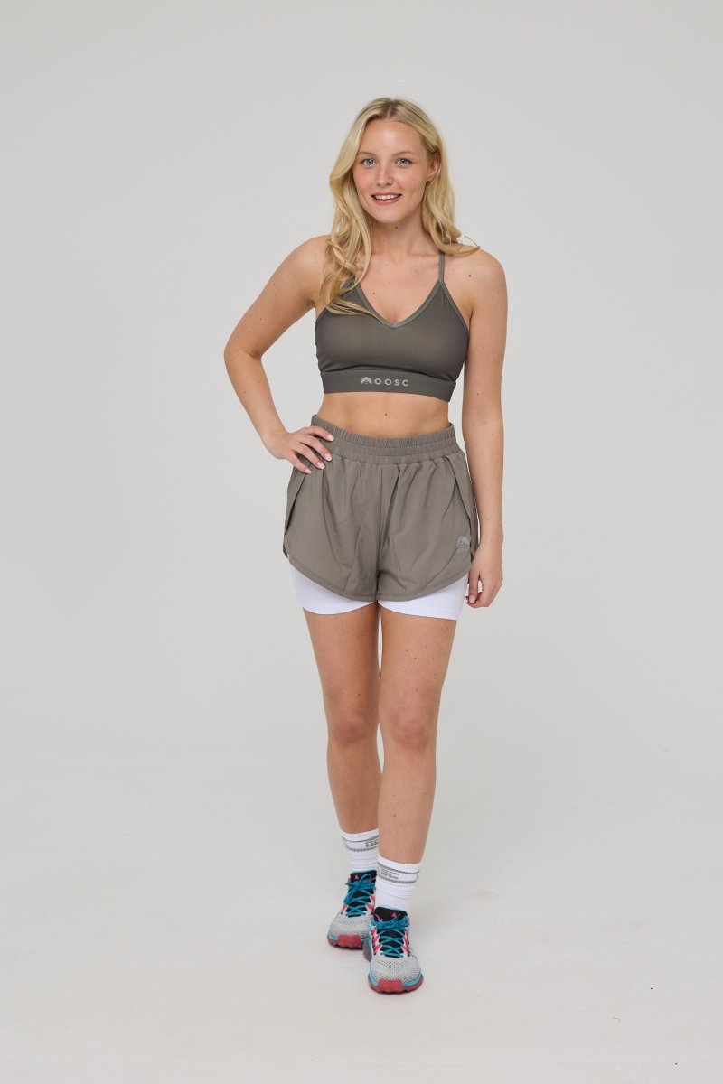 Medium Support Infinite Sports Bra - Khaki - OOSC Clothing - USA