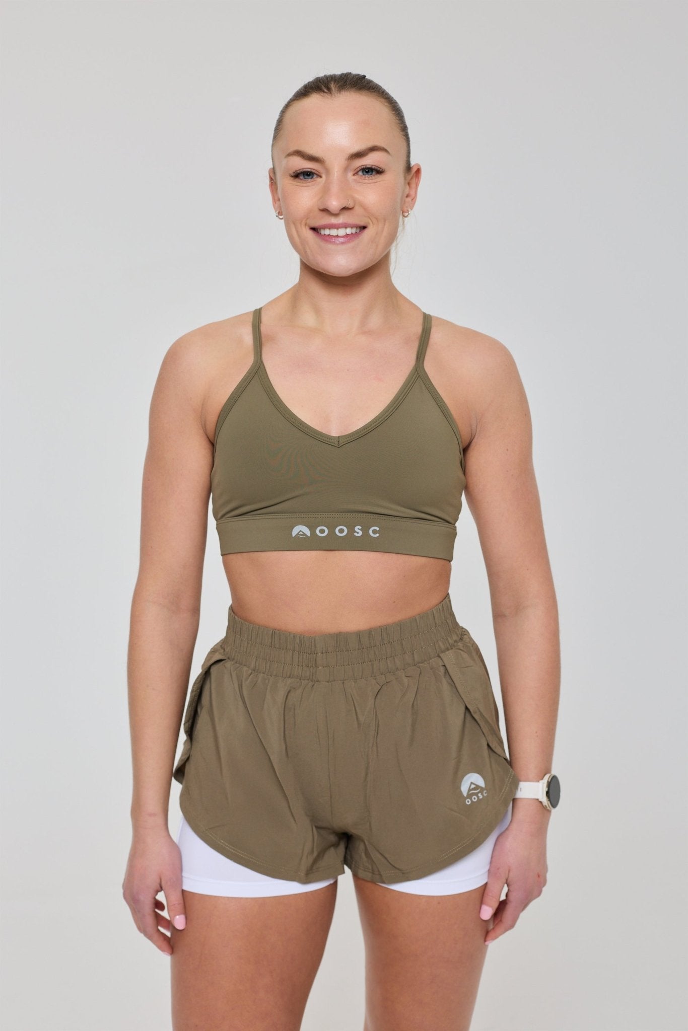 Medium Support Infinite Sports Bra - Khaki - OOSC Clothing - USA