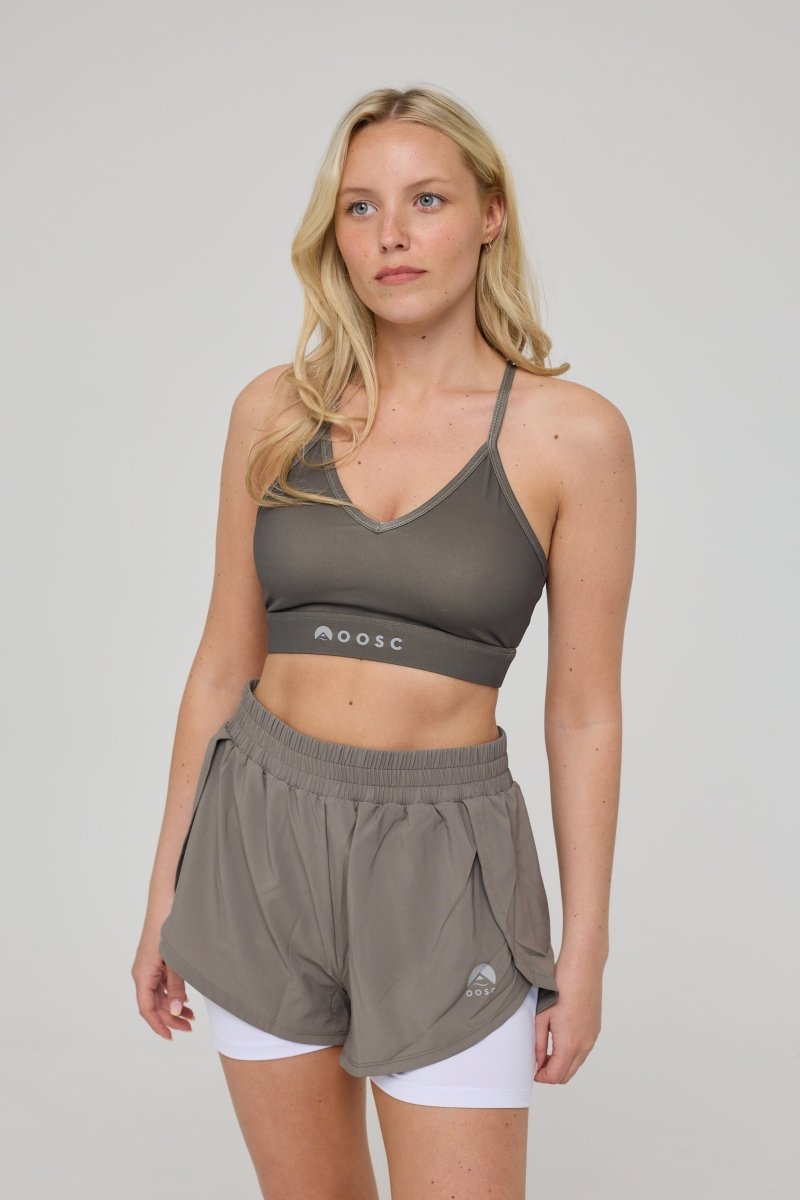 Medium Support Infinite Sports Bra - Khaki - OOSC Clothing - USA