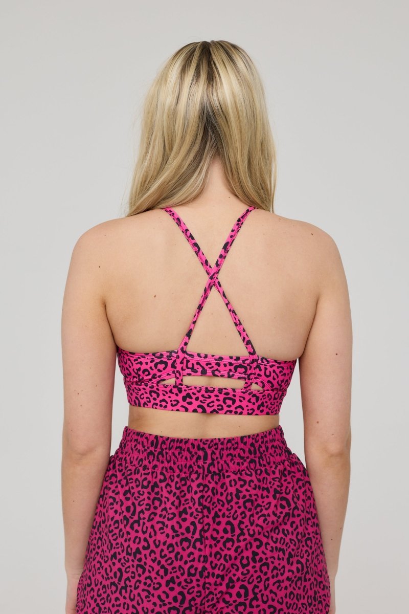 Medium Support Infinite Sports Bra - Pink Leopard - OOSC Clothing - USA