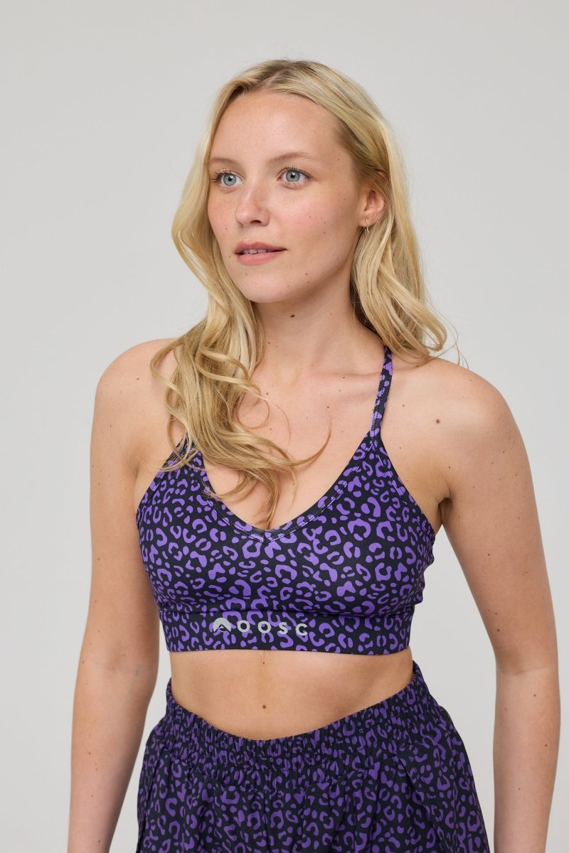 Medium Support Infinite Sports Bra - Purple Leopard - OOSC Clothing - USA