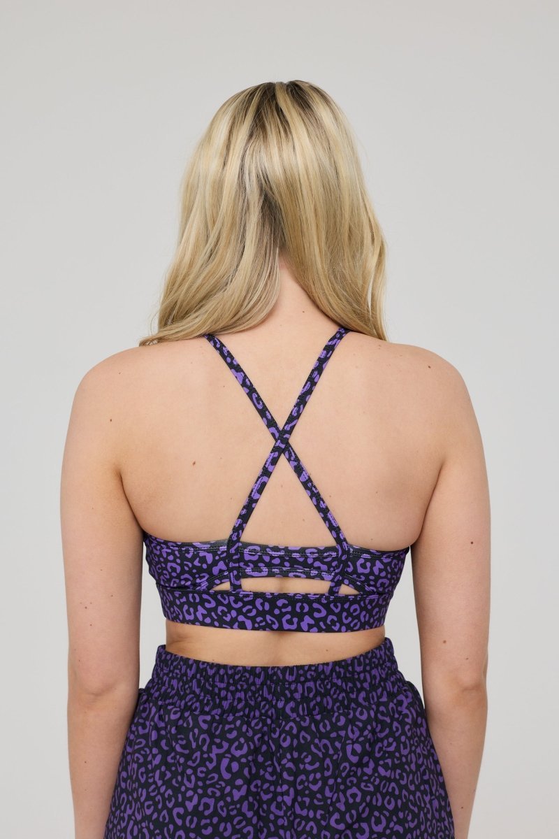 Medium Support Infinite Sports Bra - Purple Leopard - OOSC Clothing - USA