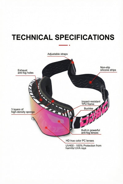 OOSC Boldsight® Ski & Snowboard Goggles - Black Tiger - OOSC Clothing - USA