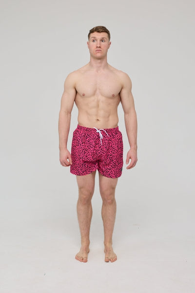 Pink Leopard Men's Swim Shorts - OOSC Clothing - USA