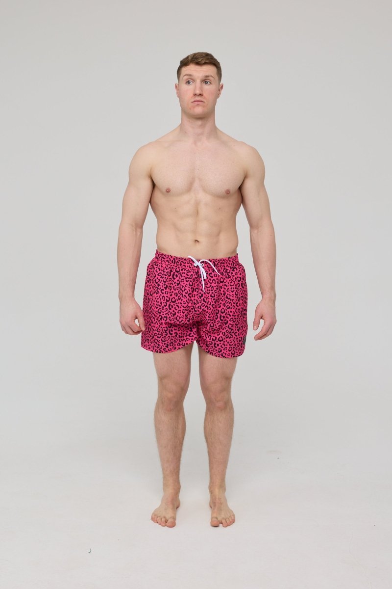 Pink Leopard Men's Swim Shorts - OOSC Clothing - USA