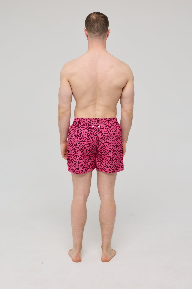 Pink Leopard Men's Swim Shorts - OOSC Clothing - USA