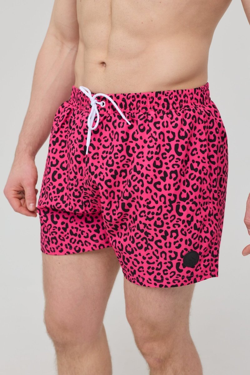 Pink Leopard Men's Swim Shorts - OOSC Clothing - USA