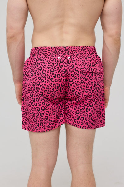 Pink Leopard Men's Swim Shorts - OOSC Clothing - USA