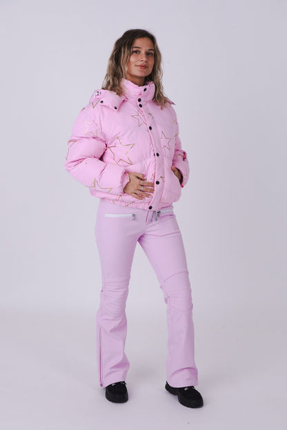 Pink with Stars Chic Puffer Jacket - OOSC Clothing - USA