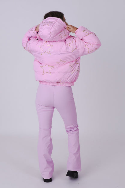 Pink with Stars Chic Puffer Jacket - OOSC Clothing - USA