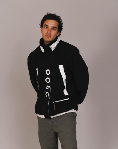 Sherpa Fleece Jacket Black / White - Men's - OOSC Clothing - USA