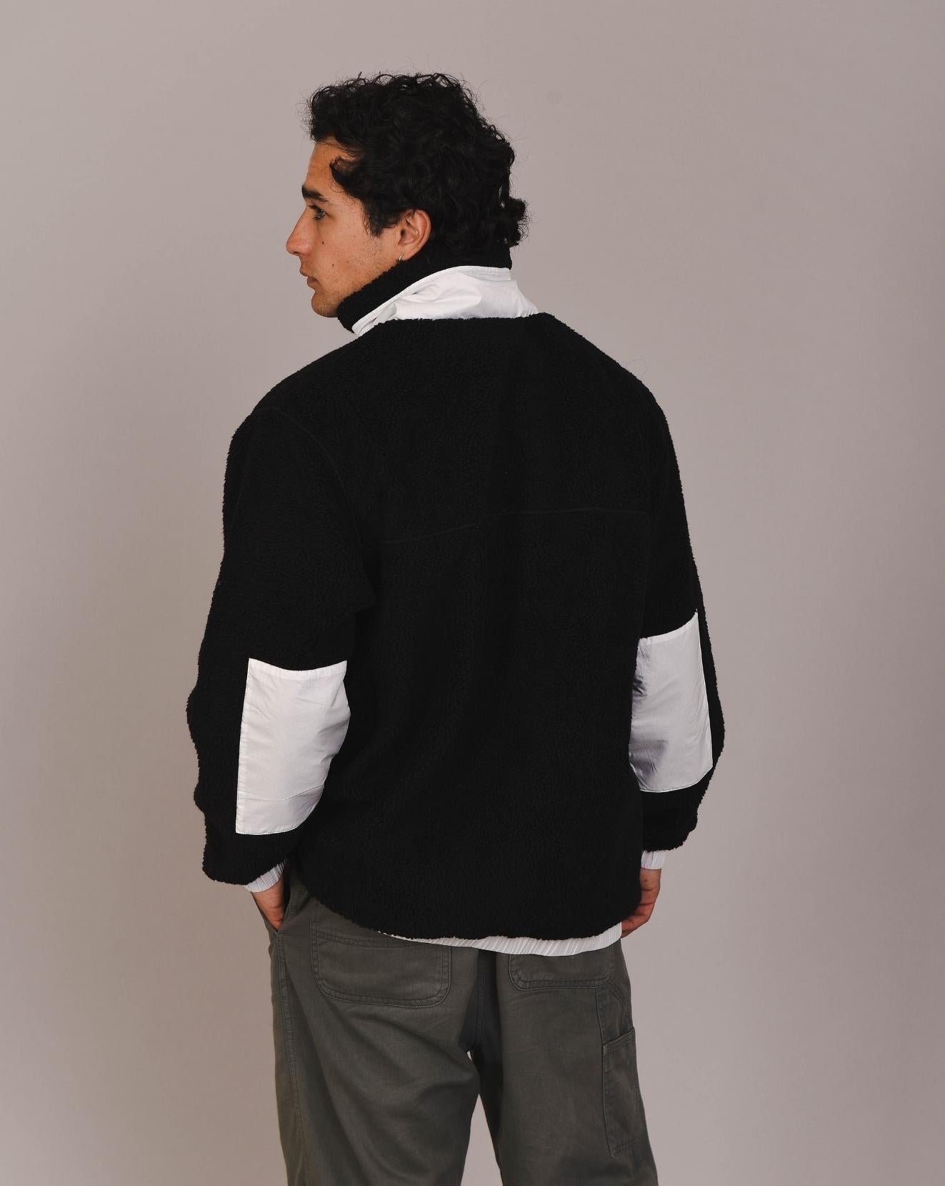 Sherpa Fleece Jacket Black / White - Men's - OOSC Clothing - USA