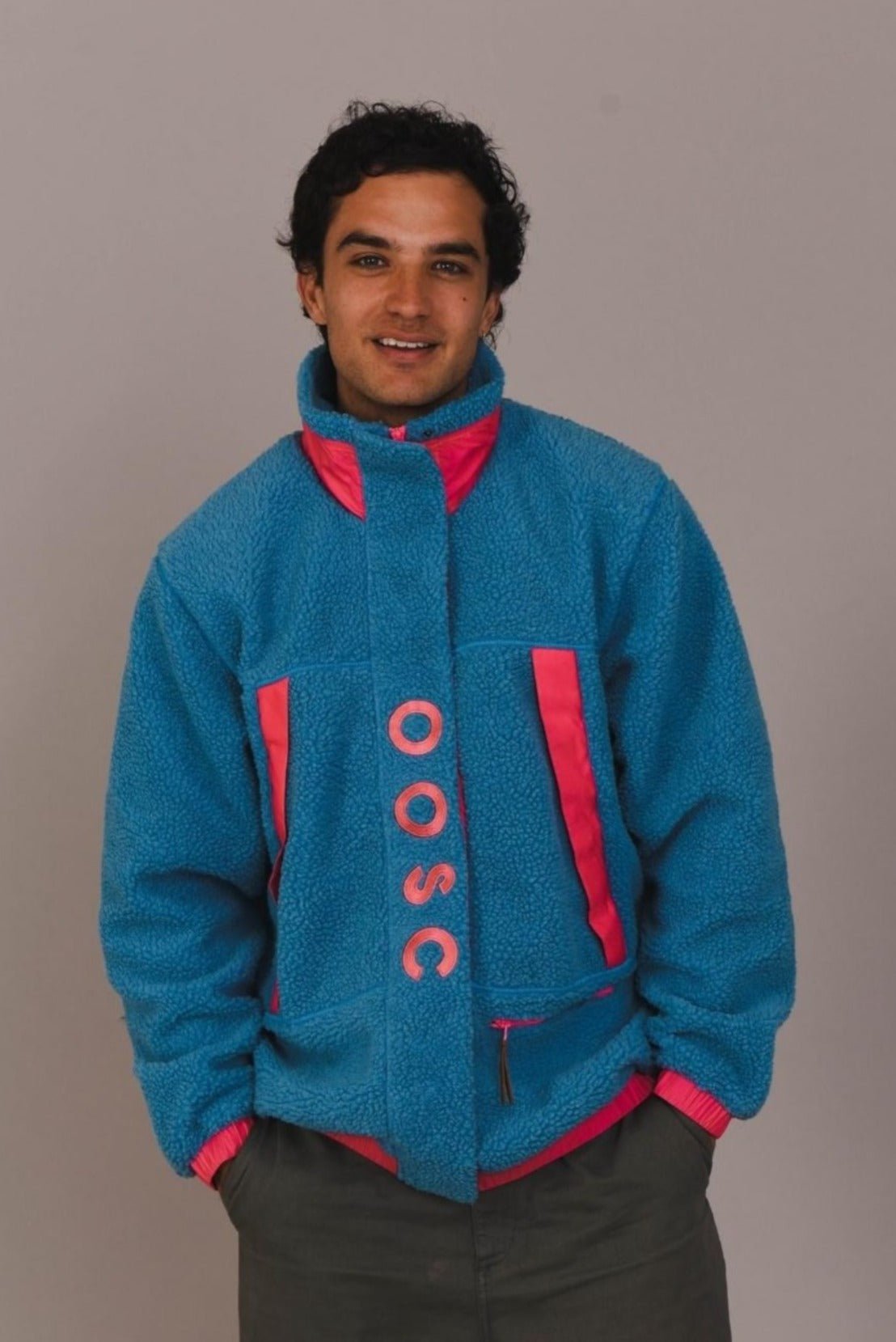 Sherpa Fleece Jacket Blue / Pink - Men's - OOSC Clothing - USA