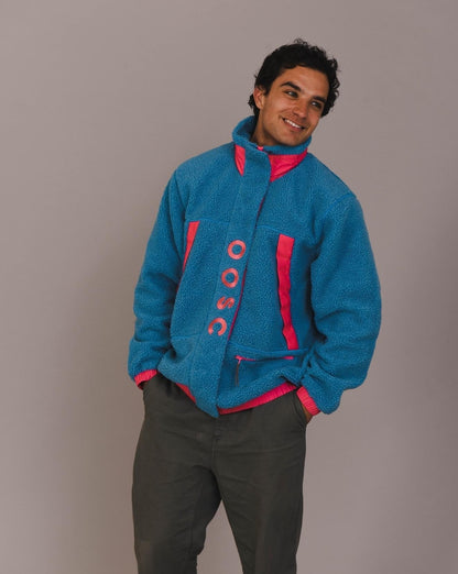 Sherpa Fleece Jacket Blue / Pink - Men's - OOSC Clothing - USA