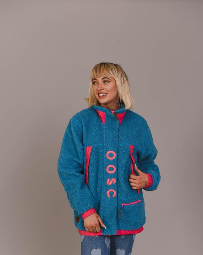 Sherpa Fleece Jacket Blue / Pink - Women's - OOSC Clothing - USA