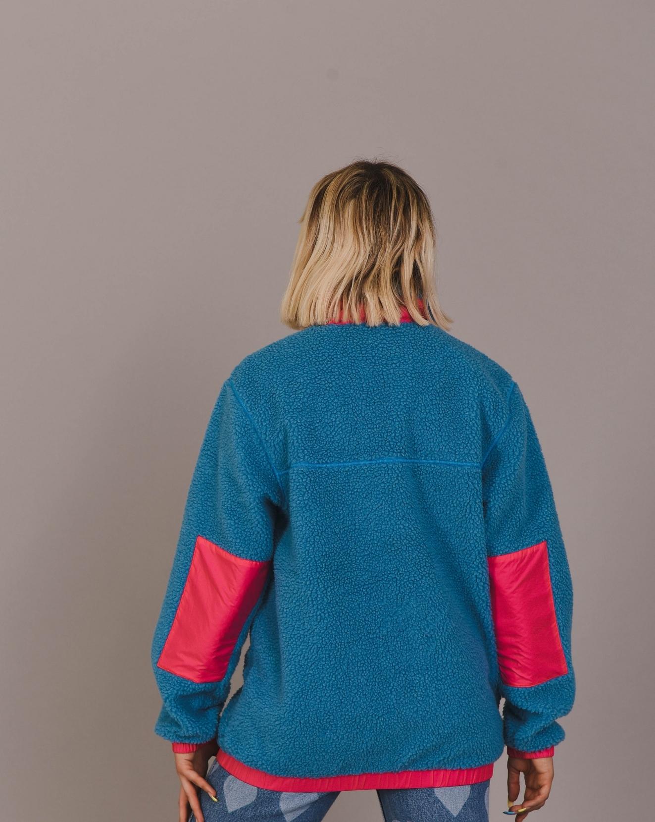 Sherpa Fleece Jacket Blue / Pink - Women's - OOSC Clothing - USA