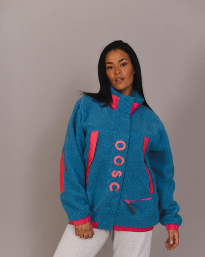 Sherpa Fleece Jacket Blue / Pink - Women's - OOSC Clothing - USA