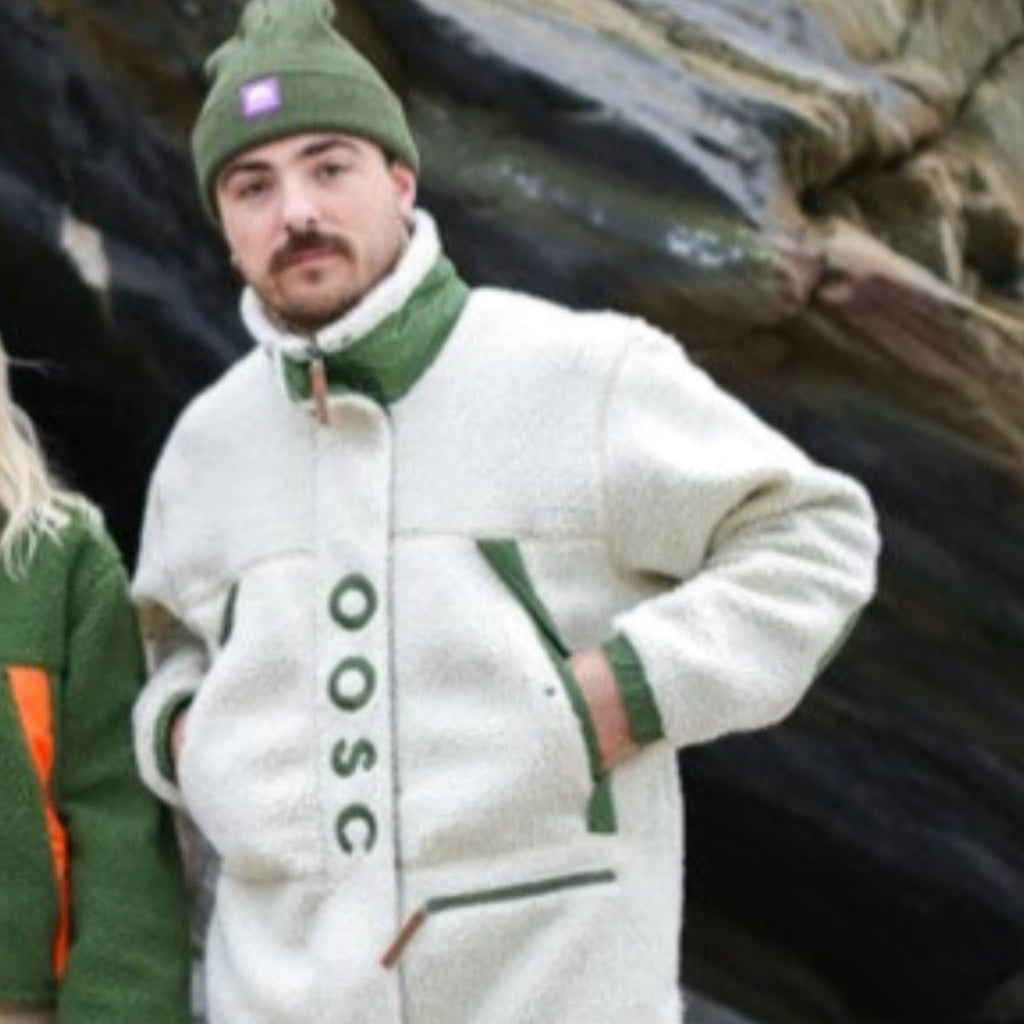 Sherpa Fleece Jacket Cream Khaki Men's