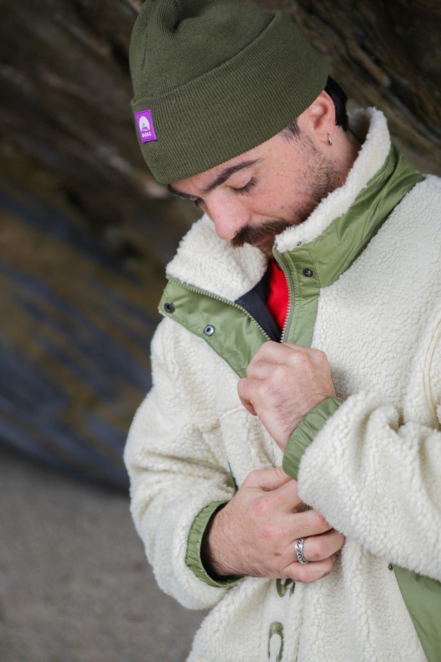 Sherpa Fleece Jacket Cream / Khaki - Men's - OOSC Clothing - USA