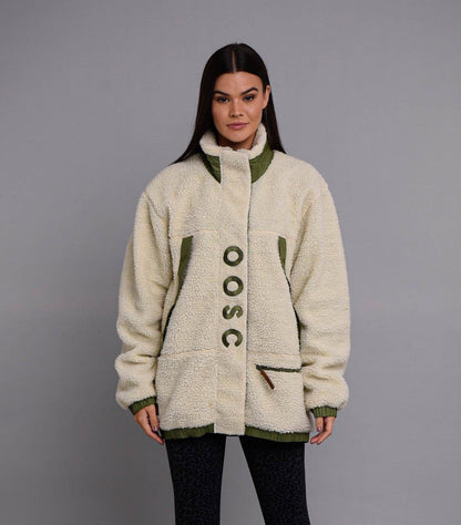 Sherpa Fleece Jacket Cream / Khaki - Women's - OOSC Clothing - USA