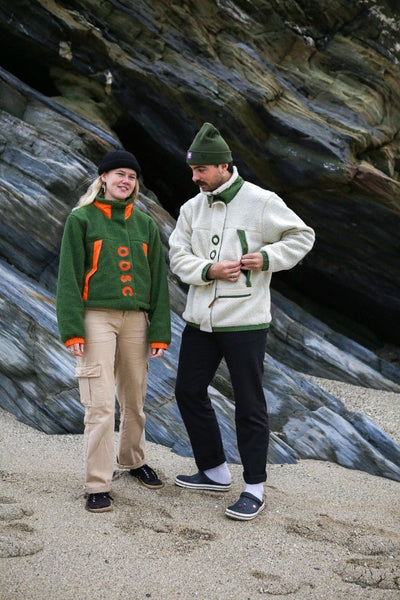 Sherpa Fleece Jacket Cream / Khaki - Women's - OOSC Clothing - USA