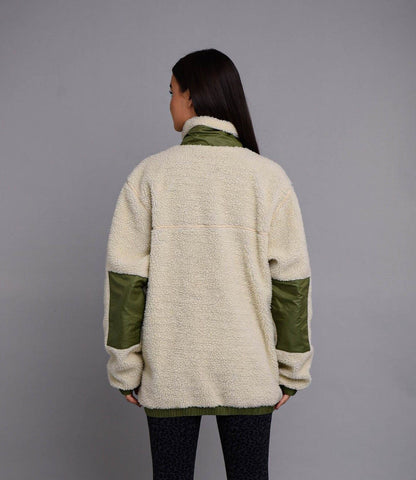 Sherpa Fleece Jacket Cream / Khaki - Women's - OOSC Clothing - USA