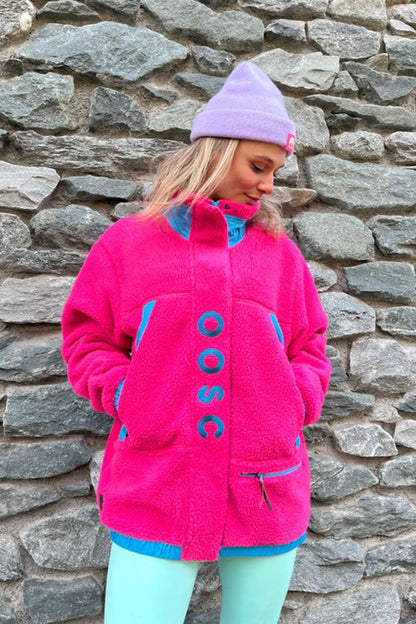 Sherpa Fleece Jacket Pink / Blue - Women's - OOSC Clothing - USA