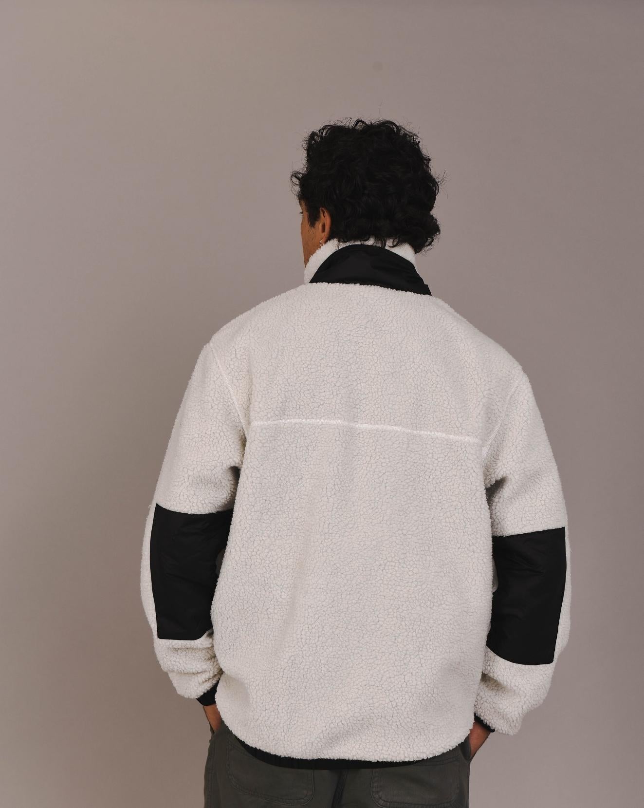 Sherpa Fleece Jacket White / Black - Men's - OOSC Clothing - USA