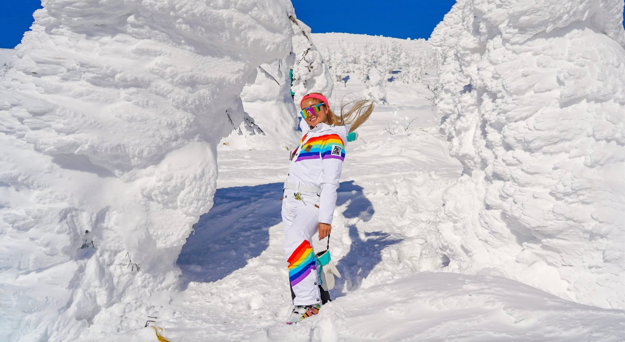 Rainbow Road - White, Retro Ski Suit