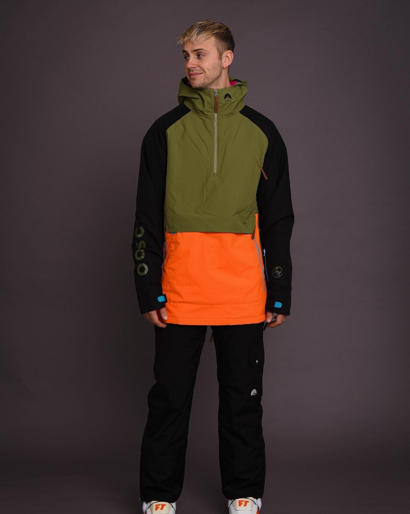 Snow Park Overhead Jacket - Orange & Khaki - OOSC Clothing - USA