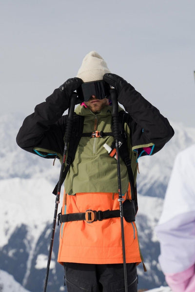 Snow Park Overhead Jacket - Orange & Khaki - OOSC Clothing - USA
