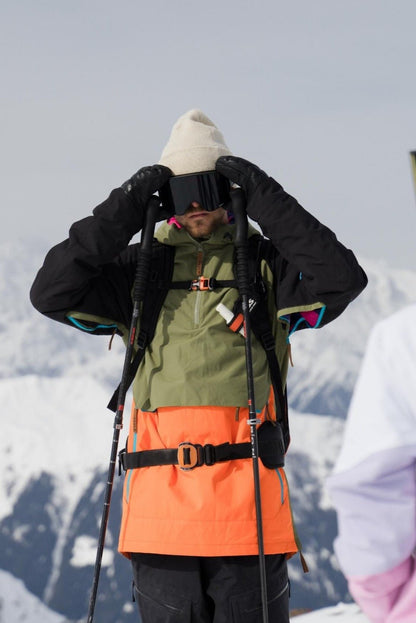 Snow Park Overhead Jacket - Orange & Khaki - OOSC Clothing - USA