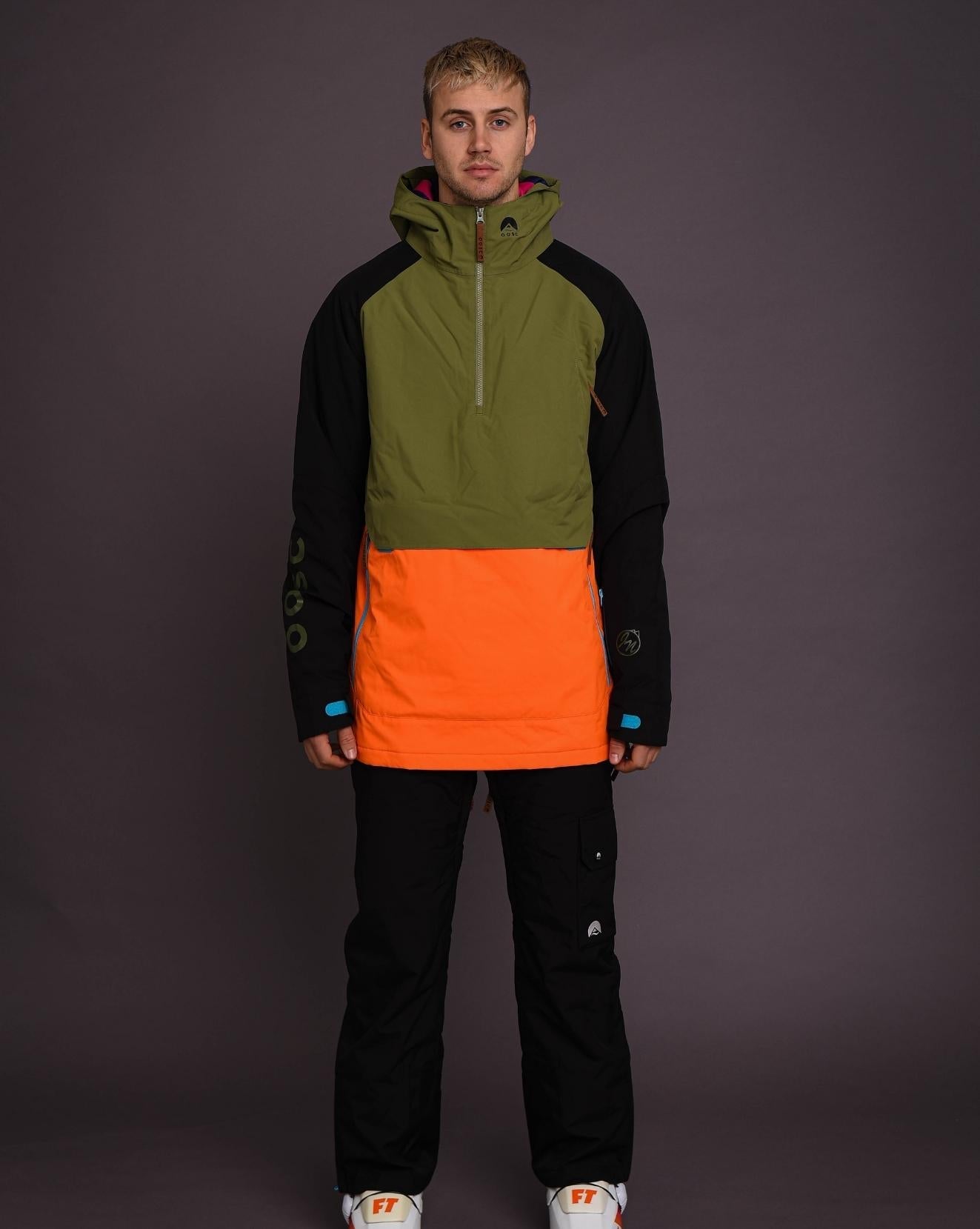 Snow Park Overhead Jacket - Orange & Khaki - OOSC Clothing - USA