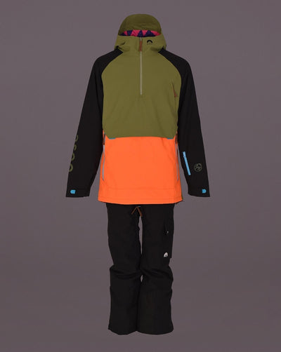 Snow Park Overhead Jacket - Orange & Khaki - OOSC Clothing - USA