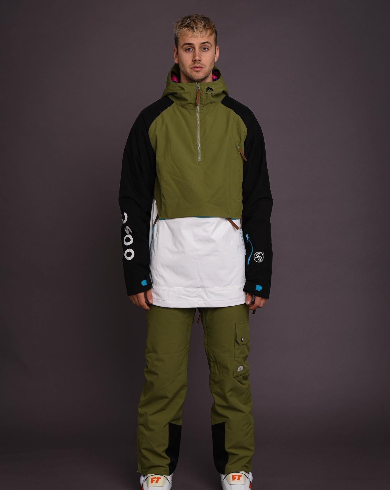 Snow Park Overhead Jacket - White & Khaki - OOSC Clothing - USA