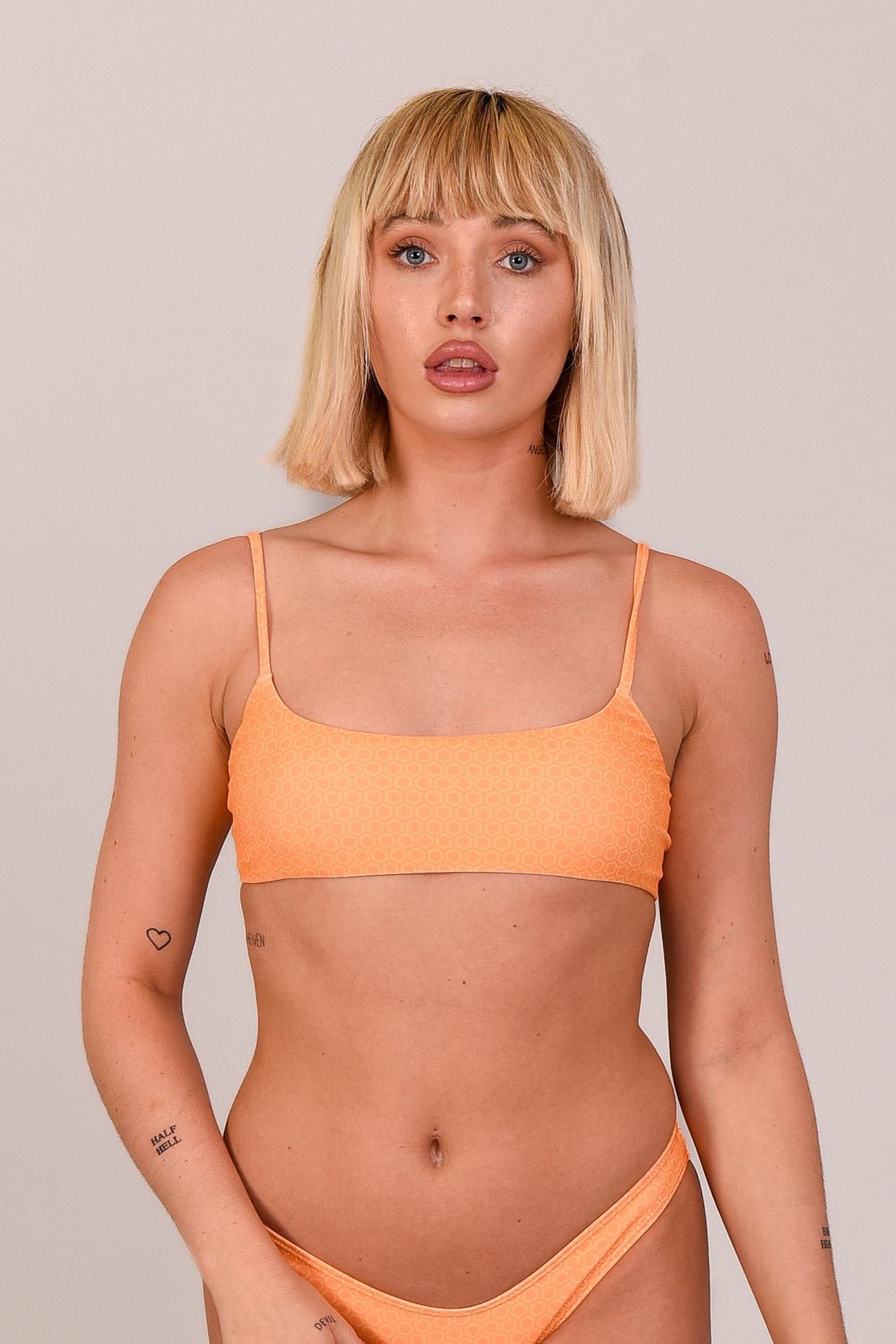 Tangerine Squeeze Lace up Crop Bikini Top - OOSC Clothing - USA