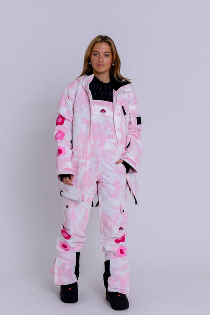 Yeh Girl Ski & Snowboard Bib Pant - Katie Ormerod Pink Tie Dye Signature line - OOSC Clothing - USA