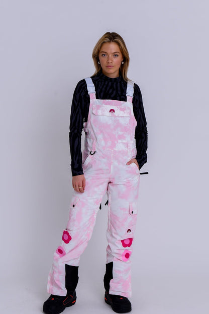 Yeh Girl Ski & Snowboard Bib Pant - Katie Ormerod Pink Tie Dye Signature line - OOSC Clothing - USA