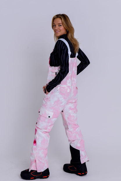 Yeh Girl Ski & Snowboard Bib Pant - Katie Ormerod Pink Tie Dye Signature line - OOSC Clothing - USA